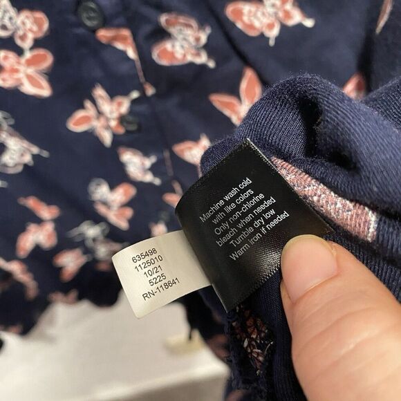 Lane Bryant Butterfly Navy Blue Long Sleeve Button Front Shirt Women’s 14/16 - Picture 9 of 12